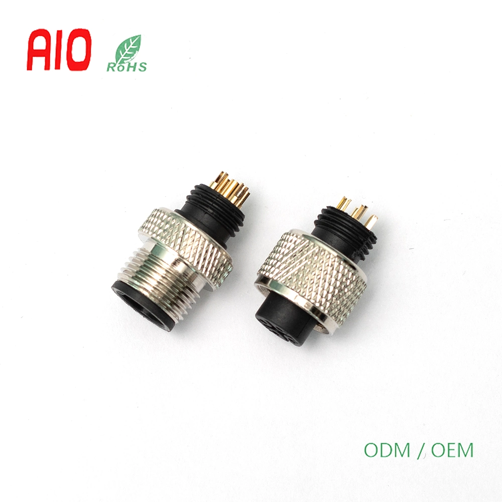 Shielded Female M12 4 Pin 5 Position a-Code Circular Connector Fakra Waterproof Auto Connector for Factory Fieldbus Material Handling Sensor and Actuators