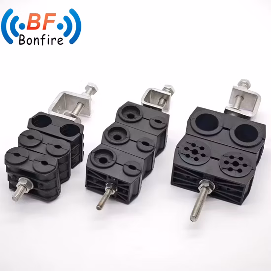 Abrazadera alimentadora de energía y fibra resistente a la corrosión y a los rayos UV de 3 vías