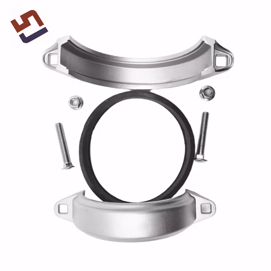 Abrazadera separada de acero fundido de esquina de cadena de nailon negro pulido para instalación de tuberías de comederos de cerdos